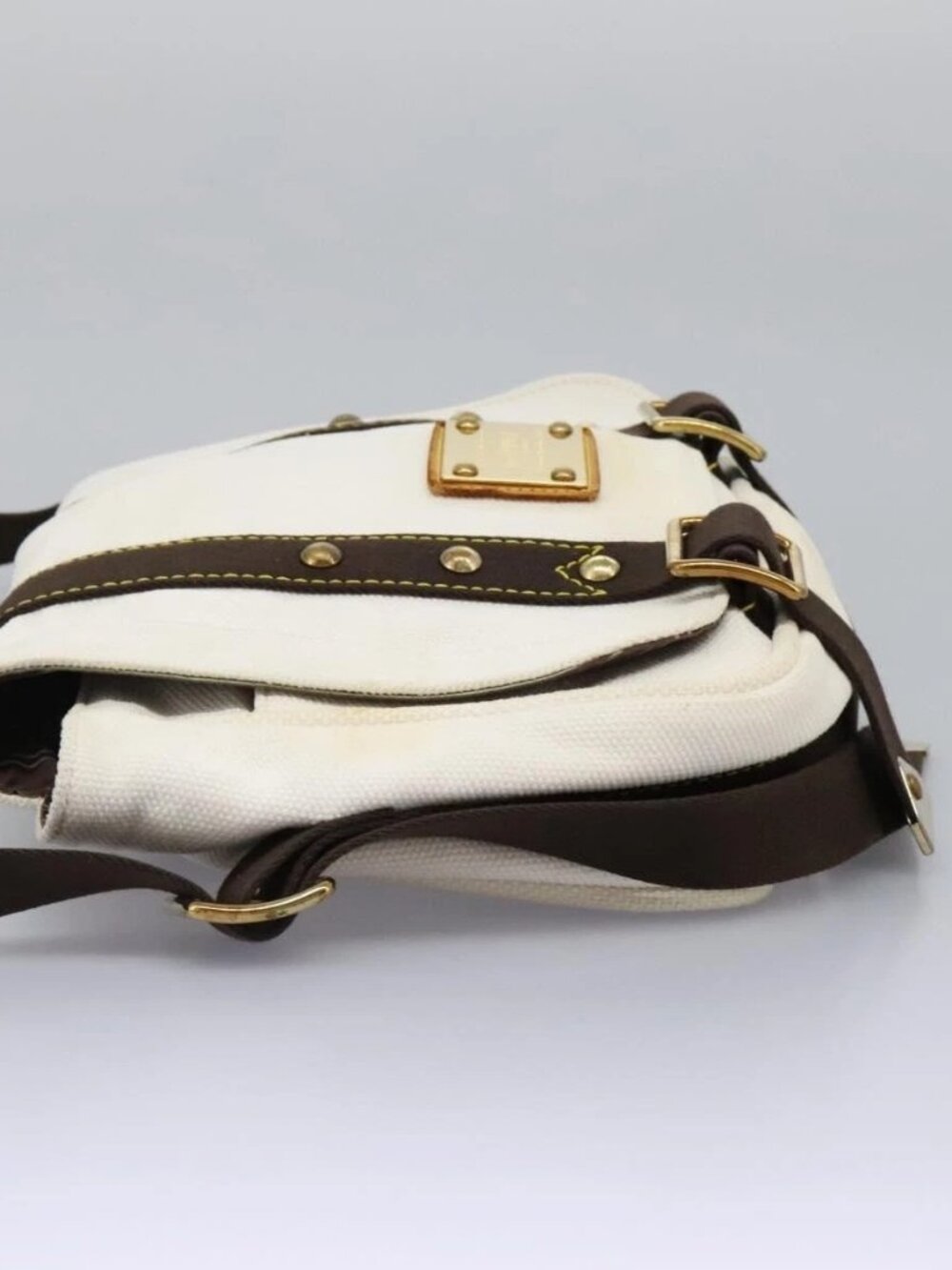 LOUIS VUITTON Antigua Buzas PM Shoulder Bag Canvas White M40042 Auth bs24492 - Picture 3 of 15